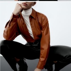 Faux Leather Shirt Whiskey Zara Size Medium